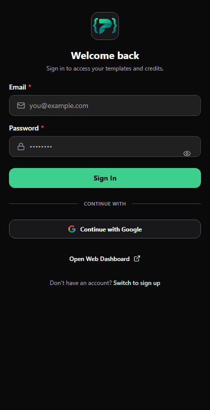 PromptVar Chrome side panel showing a prompt library and fill workflow